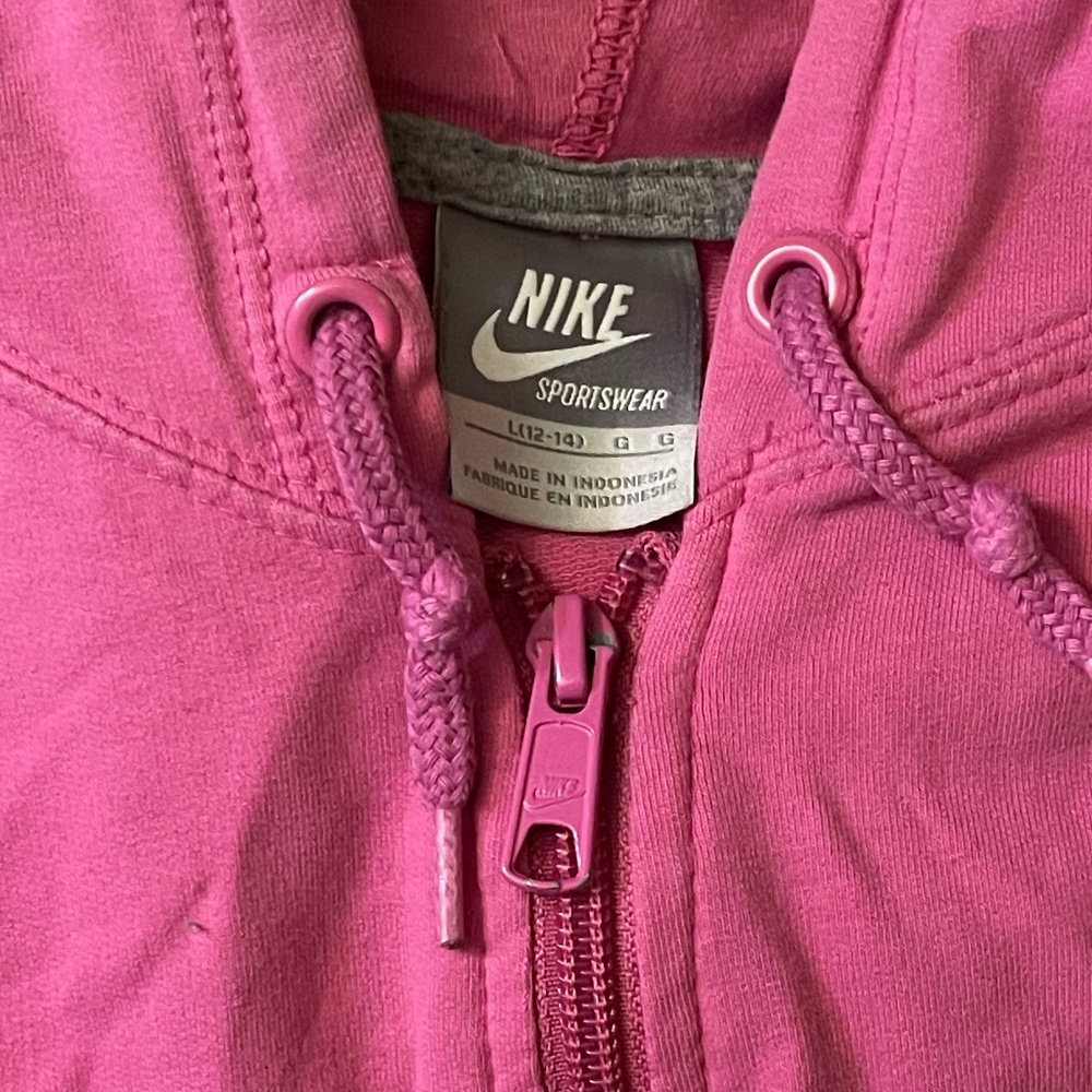 Nike Dri-FIT Pink Zip Up Hoodie Jacket Womens Large Sporty Y2K Activewear - Picture 6 of 12